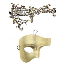 Paar Venetianen Masker Maskerades Bal Masker Carnaval Mardi-Goud