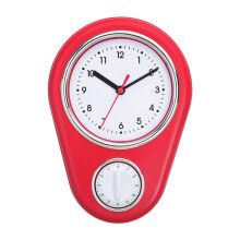 Kunststof wandklok Werkt op batterijen Geruisloze beweging-Rood