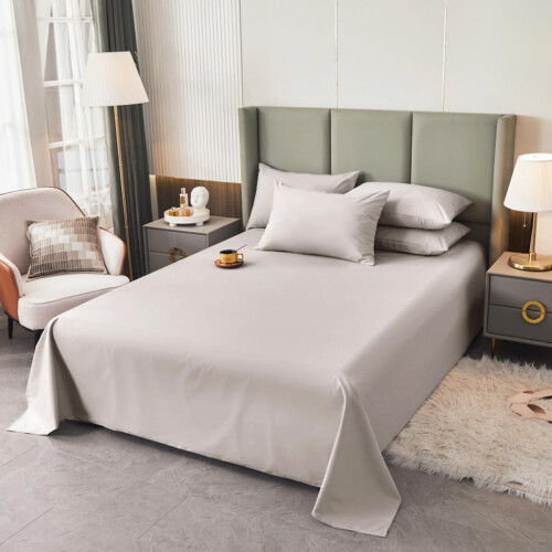 Brushed Microfiber Flat Sheet – Queen/King, Light Grey 2