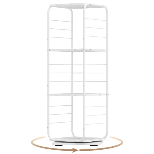4-Tier Rotating Bookshelf, Metal Frame, 360 Swivel, White 1