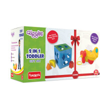 Funskool Giggles - 2 In 1 Toddler Multicolour Giftset Shape Sorting Cube And Aeroplane Pull Along Toy Develops Motor Skills 18 Months And Above Inf