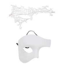 Paar Maskerades Masker Kant Half Gezichtsmasker Oogmasker-Wit