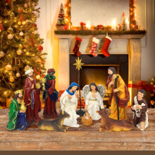 Norrclp Krippenset mit 11 Figuren, Weihnachtskrippe aus Resin (20cm) FD08859417