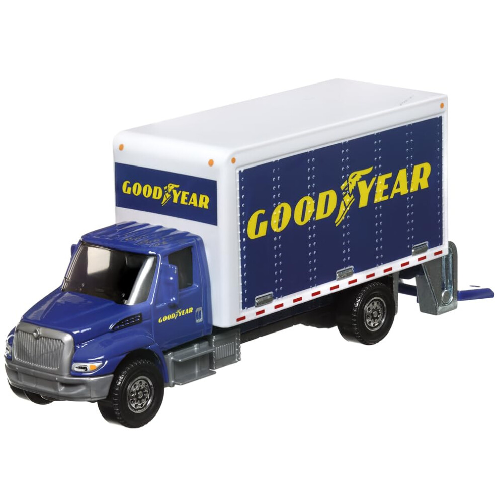 Mattel Matchbox Working Rigs Die-Cast Vehicle - International Box Truck ~ Inspired By Goodyear ~ Blue And White ~ 70Th Anniversary Series