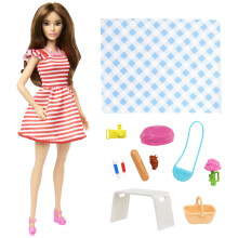 Barbie Doll Set With Clothes & Accessories Pink Passport Paris Adventures Includes Brunette Doll & Picnic Pieces