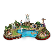Thomas Kinkade Christus Leben Illuminierte Meisterskulptur, Handbemalt, Nativity, Wunder, Kreuzigung, Auferstehung