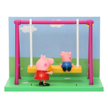 Peppa Pig Playground Swing Themed Preschool Toy And George, Includes 2 Poseable Figures, Playset Playground Swing Accessory And Scene Cards, For Girls