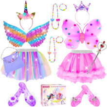 Prinses Jurk voor Meisjes 4-6 Met Tutu Schoenen Sieraden Eenhoorn Hoofdband Vlinder Vleugel Kleding Speelgoed Set