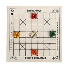 Enchantoys Ashta Chamma Game | Chowka Bara Cotton Fabric Board Game | Katta Mane, Taayam, Kaangi Chaala, Kaana Dua, Traditional Indian Ludo | Travel-F