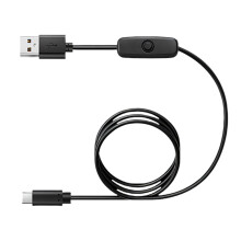 Flexible PVC USB to USB C Power Control Cord With-Black