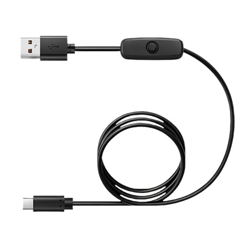 Flexible PVC USB to USB C Power Control Cord With-Black