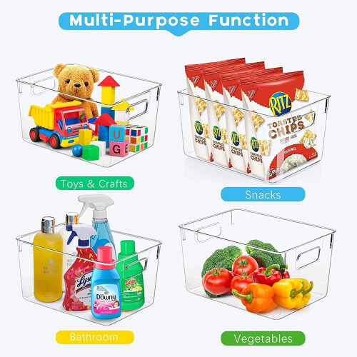 8-Piece Clear Stackable Storage Bins – 4 Large + 4 Small 1