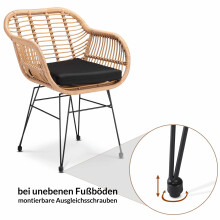Rattan-Sesselset, für drinnen und draußen, 2-teilig, Natur