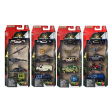 Jurassic World Matchbox Dinosaur Vehicle Collection, Die-Cast Cars and Figures 5 Packs, Bundle of 4, 20 Vehicles, JGL60-956B