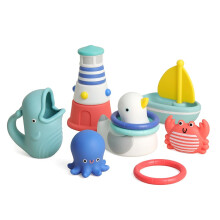 Itzy Ritzy Badset - 12-delige Baby Bad Speelgoed voor Baby's en Peuters - Stapelbare Vuurtoren, Ringwerpspel, en Meer
