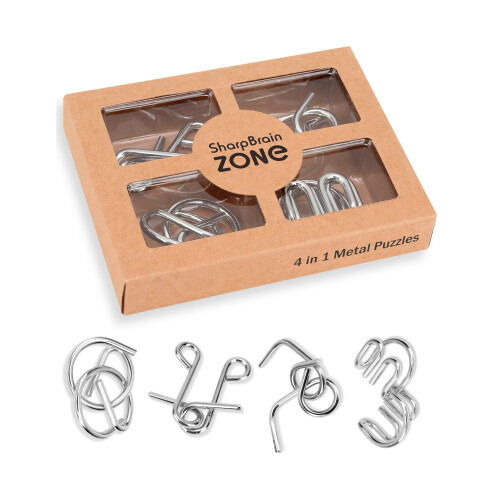 Set de Casse-Têtes Métalliques Classiques 4-en-1 par Sharp Brain Zone