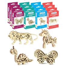 Funvention Birthday Return Gifts Pack Of 12 Toys Fun Fidgets Jungle (3 X 4 Diy Miniature Mechanical Models Lion Butterfly Unicorn & Dino) Party Pac