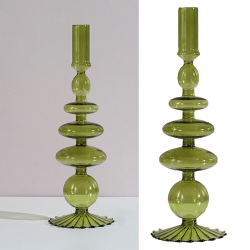 11" Handmade Transparent Glass Candle Holder – 1