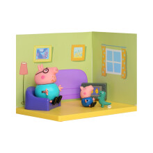 Peppa Pig Living Room Themed Preschool Toy With Daddy Pig And George, Includes 2 Poseable Figures, Peppa'S Living Room Accessories And Scene Cards Pla