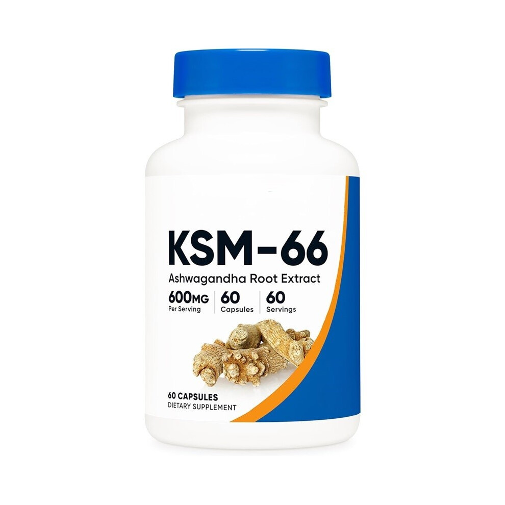 (1pc) KSM-66 Ashwagandha Root Extract 600mg,60 Veggie Caps-5% Withanolides-with BioPerine-Full-Spectrum Root Extract