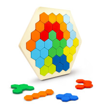 Wembley Wooden Toys Puzzle Game For Kids And Adult | Intelligence Brain Teaser | Colorful Tetris-Style Blocks On A Smooth Wooden Hexagon Board - Non T
