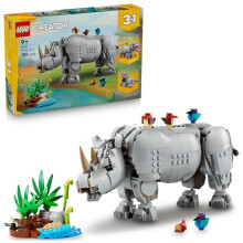 Lego Creator 3In1 Vilda Djur: Majestätisk Noshörning Med Fåglar 31171 För 9+