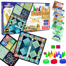 Wembley 5 In 1 Business Game Board Games Set With Ludo Snakes And Ladders Cricket Indoor Games Educational Toys Family Fun Strategy Learning Activity