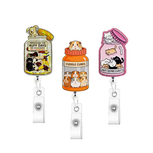 Retractable Name Card Holder Artistic Fashion Pattern for School