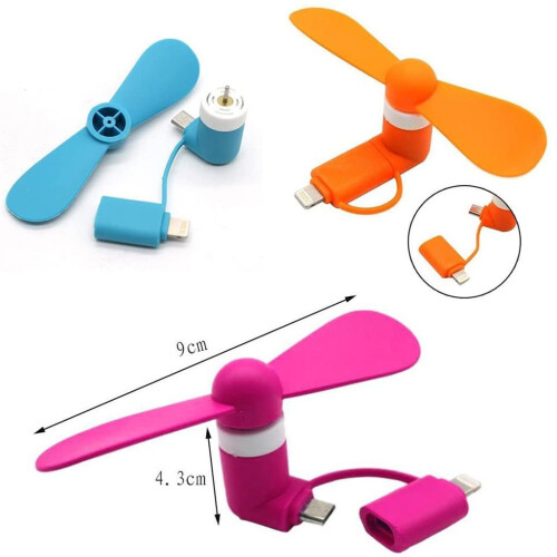 2-in-1 Mini Phone Fan for USB & Type-C – 6 Pack 1