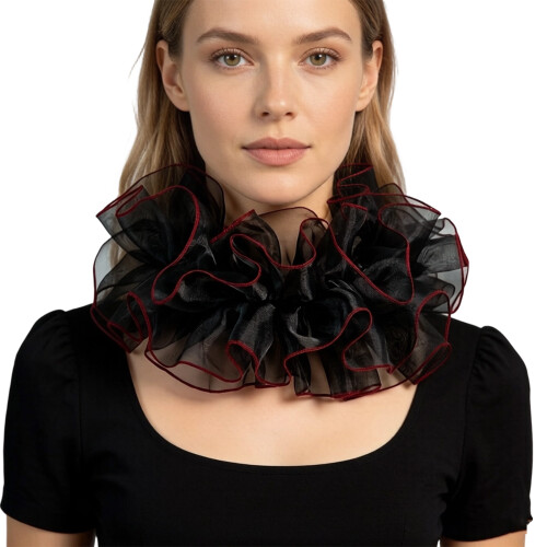 French Styles Detachable Collar Decorative Jabot-wine red