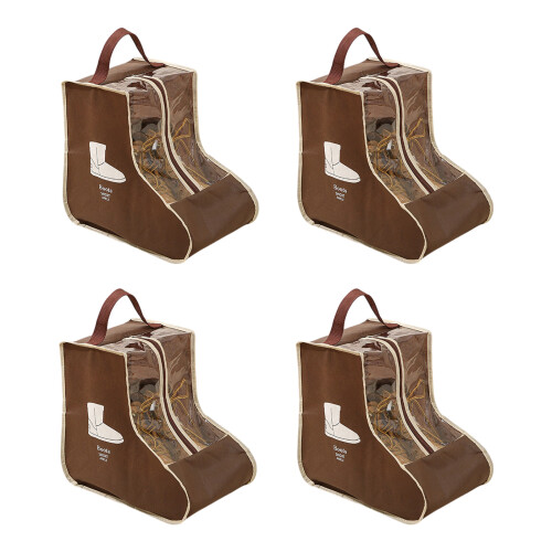 Multiuse Travel Boot Bag 4Pcs Dustproof Shoe Organiser-brown