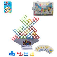 Vielseitige 50 Teile Brettspiele für Kinder & Erwachsene Tetra Turm Balance Stapelspiel