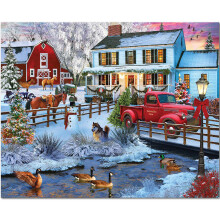 Puzzle Jigsaw 1000 Pièces White Mountain Noël Hiver 24"x30" Grandes Pièces - Noël à la Ferme