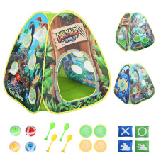 Dinosaur Kinder Spielzelt Innen: Spielhaus Zelte für Jungen & Mädchen - 4in1 Dinosaurierzelt mit Dartboard & Wurfspiel