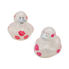 2" Valentijnsdag Lip Glitter Rubber Eendjes - 12 stuks