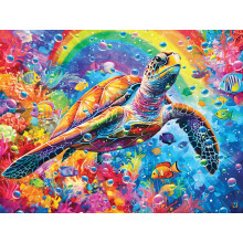 Crown Point Graphics Regenboog Zeeschildpad 500 Stuk Jigsaw Zomer Puzzel, Zachte Touch Ontwerp, Gemaakt in de VS