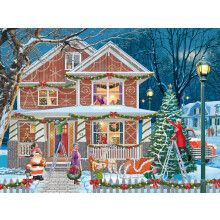 White Mountain 500 Piece Jigsaw Puzzle Christmas Winter Holiday Puzzles with Large Pieces Gift for Adults and Family 18"x24" - Decorating The House
