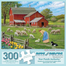 Bits and Pieces - Hello Sweetie Jigsaw Puzzle voor Volwassenen door John Sloane, 18" x 24", Schattig Schapenlandschap