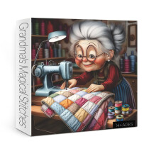 Vintage Oma Naai Machine Puzzels voor Volwassenen 1000 Stukken, Kleurrijke Quilt Brei Puzzel