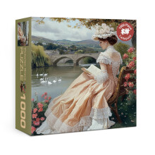 Mooie Victoriase Vrouwen Puzzels voor Volwassenen 1000 Stukken, Aesthetic Landschap Rivier Puzzel