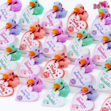 JOYIN 36 Stuks Mini Rubber Eendjes voor Valentijnsdag met Kaarten, 4 Kleuren Bad Speelgoed