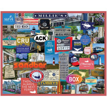 White Mountain 1000 Piece Jigsaw Puzzle State Collage Massachusetts Puzzles with Large Pieces Gift for Adults and Family 24x30 - I Love Nantucket