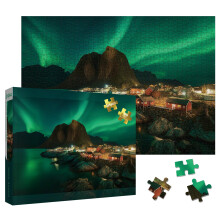 Magische Noorderlicht Landschap Puzzels voor Volwassenen 1000 Stukken, Kleurrijke Natuur Aurora Noorwegen