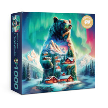 Magische Noorderlicht Beer Puzzels voor Volwassenen 1000 Stukken, Fantasie Winter Cabin Puzzel