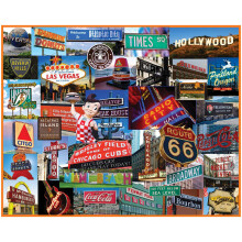 White Mountain 1000 Piece Jigsaw Puzzle Fun Collage Puzzles with Large Pieces Gift for Adults and Family 24"x30" - Signs Across America States