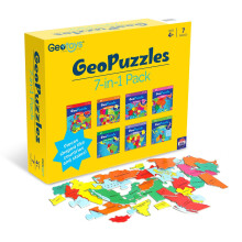 GeoToys GeoPuzzle, Rompecabezas de Países Set de 7 en una Caja, Puzzle Geográfico