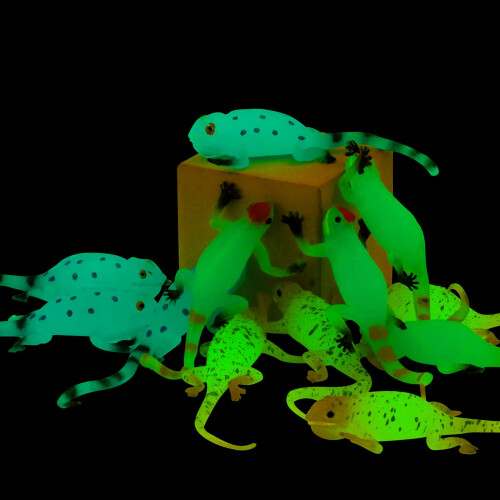 Axbotoy Lizard Set som Glöder i Mörkret, 12-Pack Sträckt Reptilset för Barn, Perfekt för Kalas och Godispåsar