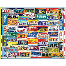 White Mountain 1000 Piece Jigsaw Puzzle State License Plates Collage Puzzles with Large Pieces for Adults and Famlily 24"x30" - Vanity Plates