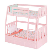 Our Generation - Lit Bunk Bed Rose - Ensemble de Lit Thème Papillon - Accessoires pour Poupées 18 Pouces