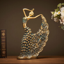 XINDAM Elegant Peacock Art Figurine Dancer Statue Decorative Home & Office Figurines Home Office Display Craft Living Room Decor Ornaments for Tableto